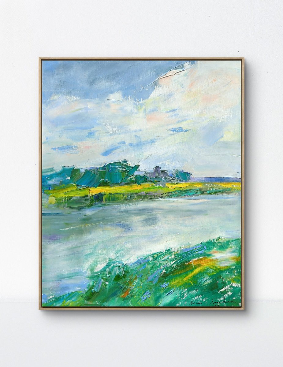 Impressionistic Landscape Oil Painting By Helen Shukina, 16 X 20, The Silence Of The Open Land, Original Artwork