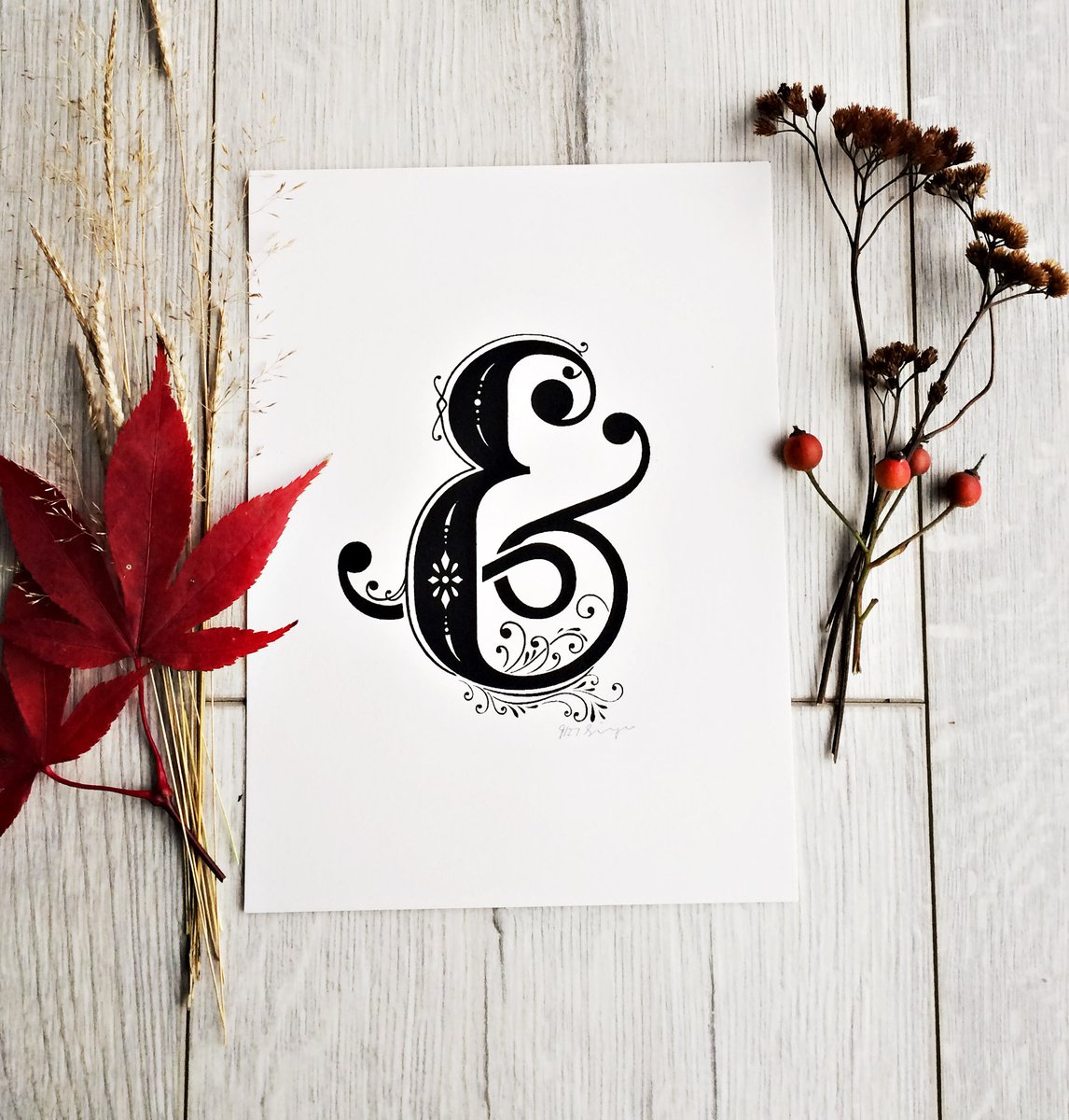 Ampersand Wall Art, A5 Screen Printed Black And White Typography Print