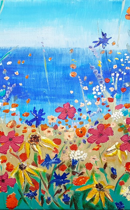 Flower meadow by the sea by Kathrin Flöge