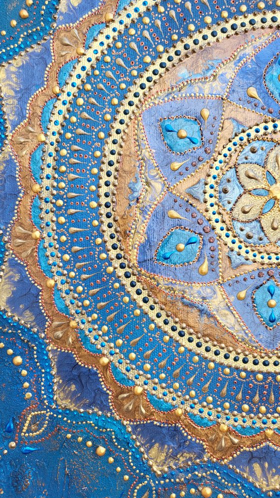 Mandala Painting Blue Gold