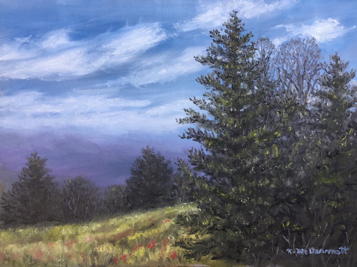 Photorealistic Landscape Oil Painting By Kathleen Mcdermott, 12 X 9", Mountain Melody, Original Artwork