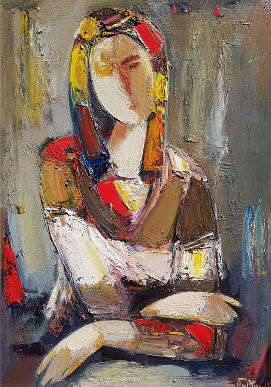 Waiting(42x58cm, oil painting, ready to hang)