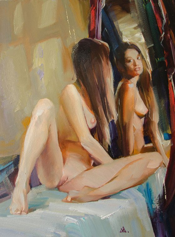 "At the mirror" (30x40cm) unframed
