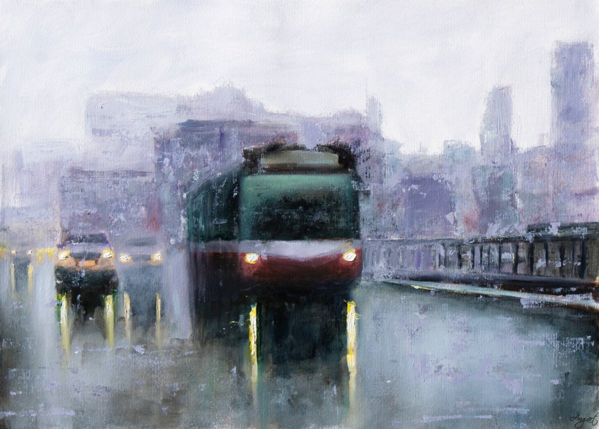 Impressionistic Cityscapes Oil Painting By Angela Suto, 23 X 17, City Composition #06, Original Artwork