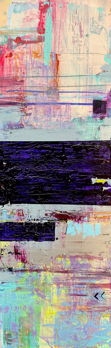 Abstract Painting By Jason Forcier, 20 X 60, Winters Fortune, Original Artwork