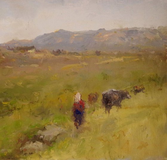 Back to Home, Landscape, Original oil Painting, Impressionism, Signed, One of a Kind