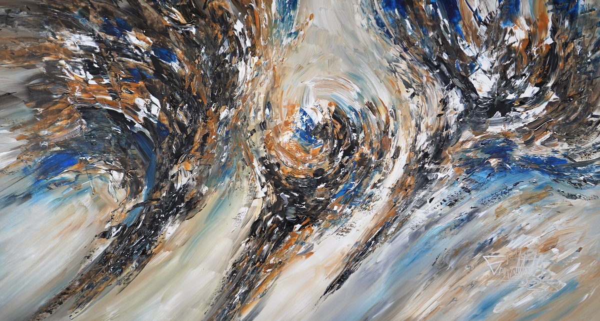 Abstract Acrylic Painting By Peter Nottrott, 61 X 33", Nature Adventure C 26, Original Artwork