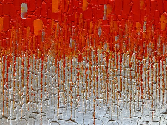 COMMISSIONED ARTWORK FOR MARK - CASCADE OF ORANGE #2 - LARGE, TEXTURED, PALETTE KNIFE ABSTRACT ART – EXPRESSIONS OF ENERGY AND LIGHT. READY TO HANG!