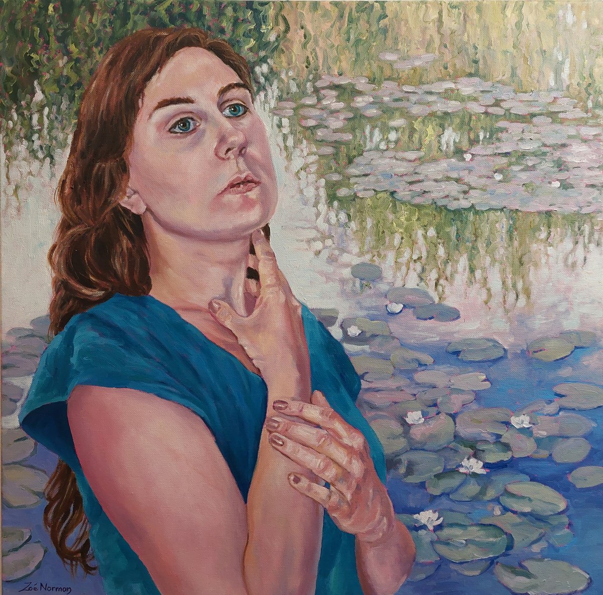 Impressionistic Portrait Oil Painting By Zoe Elizabeth Norman, 20 X 20", Memories - Monet