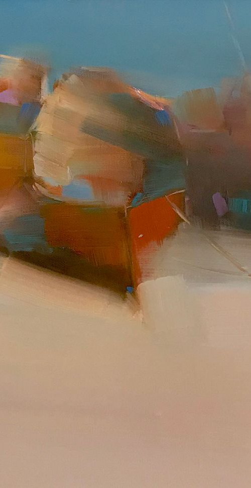 Boats, Original oil painting, Handmade artwork by Vahe Yeremyan