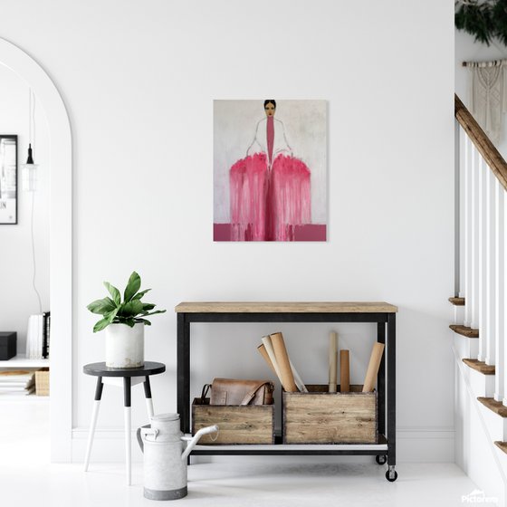 Girl with Flowers III (Pink & White)