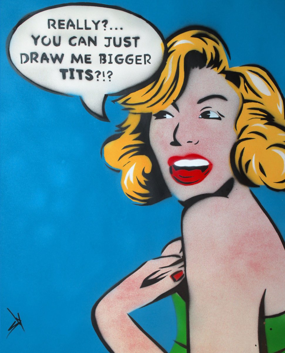 Urban And Pop Painting , Bigger Tits (On An Urbox). By Juan Sly, 23 X 30, Artwork For Sale On Artfinder