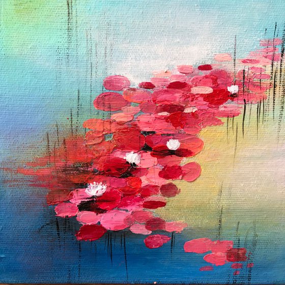 Water lilies !! Abstract !! Small Painting !! Mini Painting !!