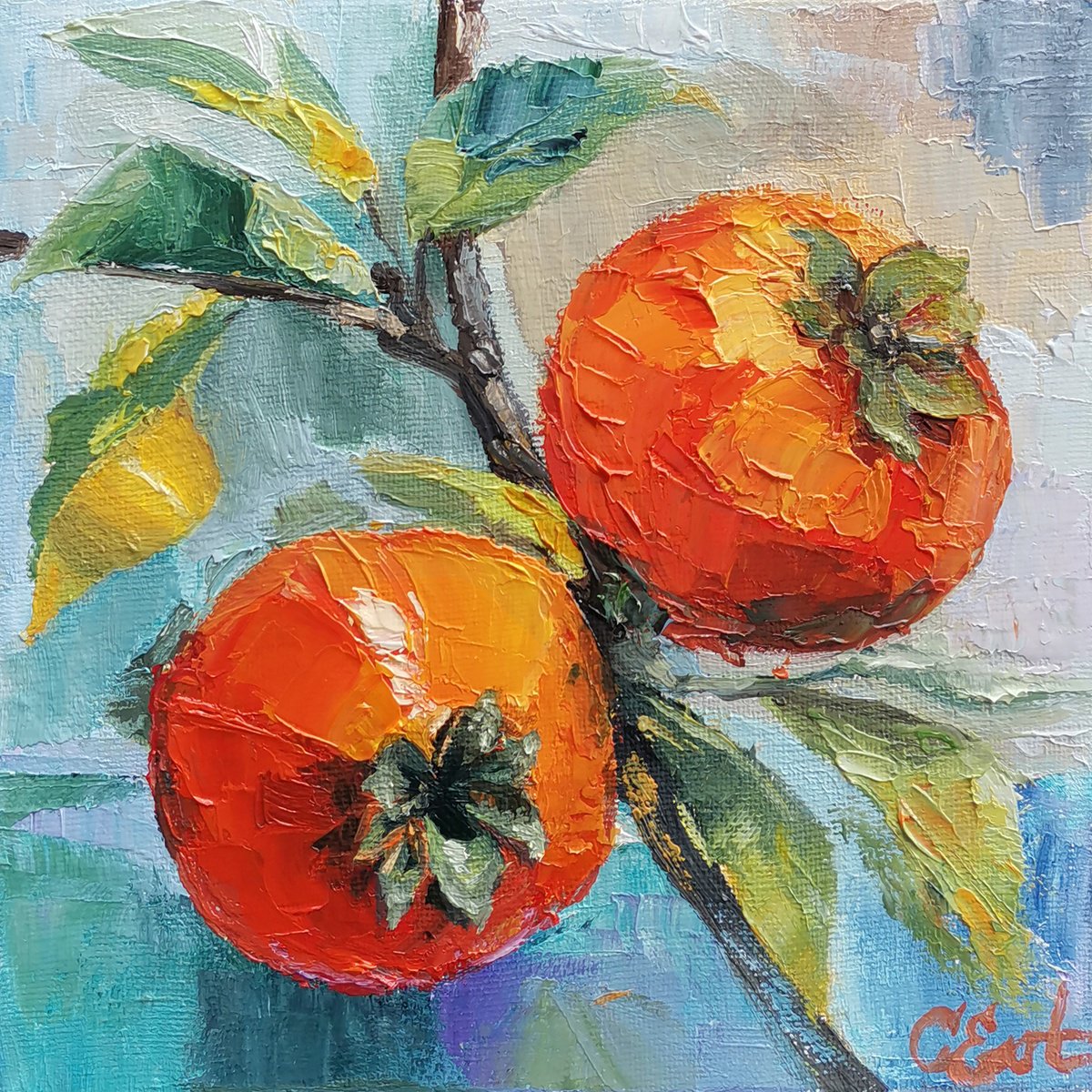 Sicilian Sunlit Persimmons by Oksana Evteeva