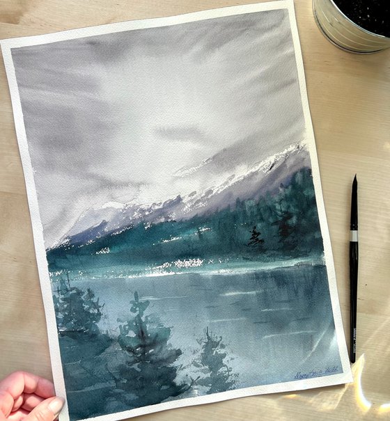 Canmore, Canadian Rockies, Original watercolour painting