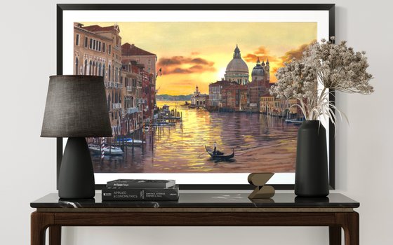Golden Venice - Very large framed painting