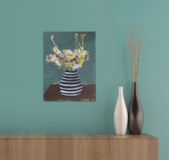 Flowers and Striped Vase #2