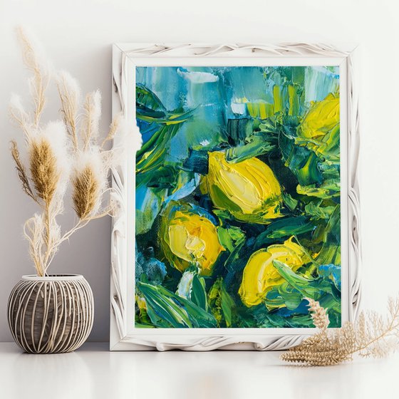 Abstract Lemon Impasto Art