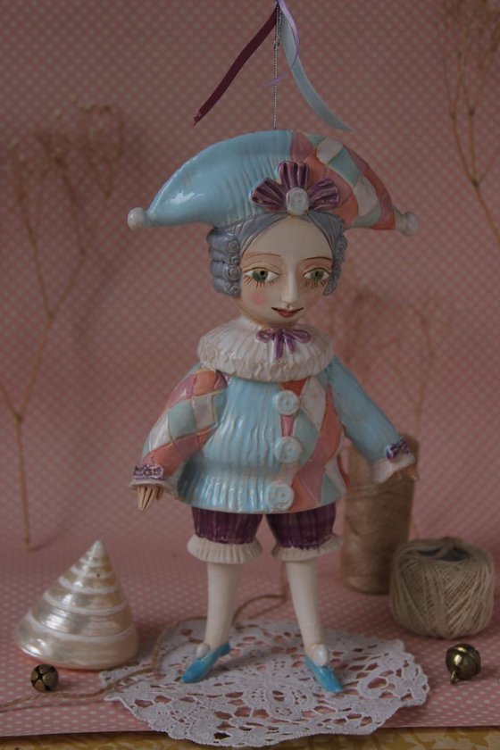 Harlequin.  Bell Doll, Hanging sculpture by Elya Yalonetski