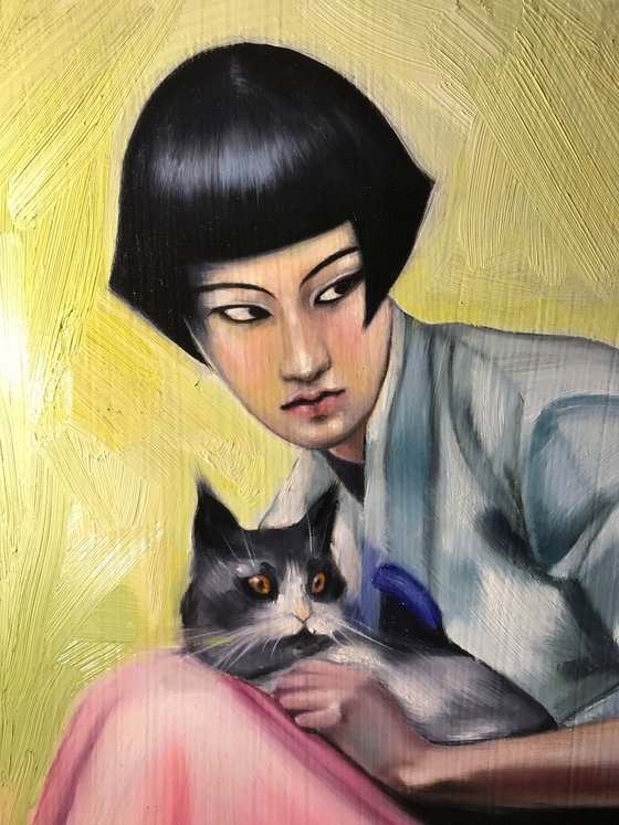 Girl with a cat