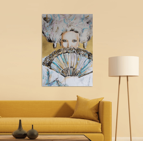 Marie Antoinette in Gold -Portait Painting