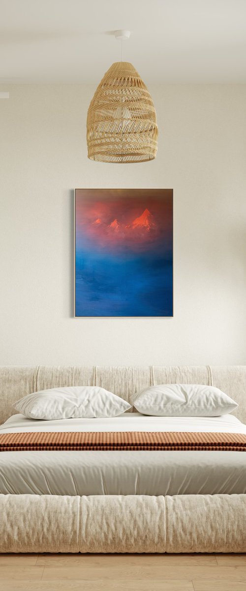 Fire Summit | Himalayan Mountain Painting by Cat Goward