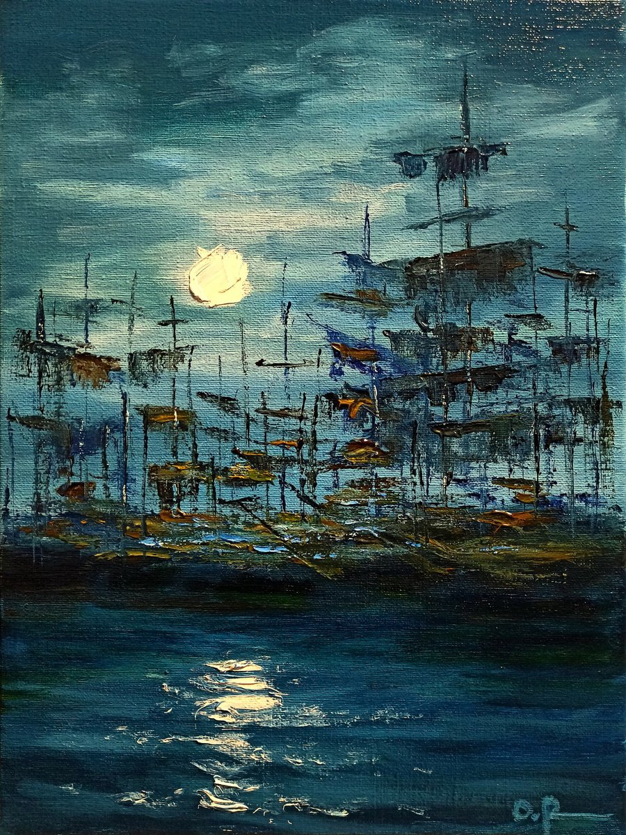 Impressionistic Landscape Oil Painting By Oleh Rak, 12 X 16", Last Harbor, Original Artwork