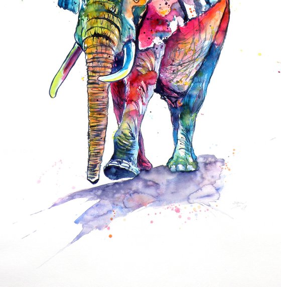 Happy colourful elephant