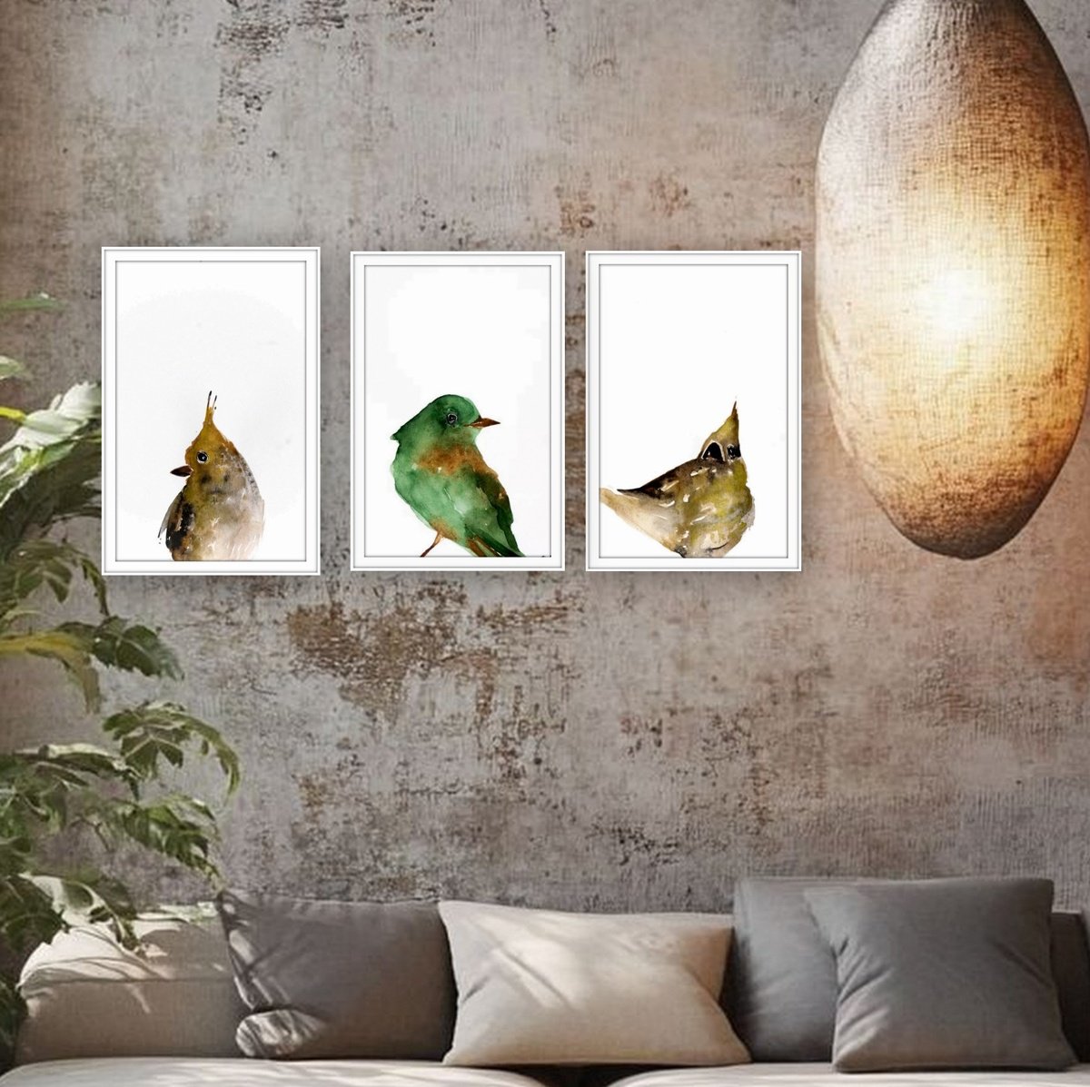 Impressionistic Animal Drawing By Nadia Moniatis, 8 X 11", Birds, Original Artwork