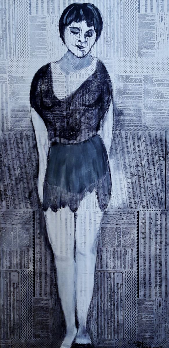 Impressionistic Portrait Painting By Cathy Maiorano, 15 X 30, Myrna, Original Artwork