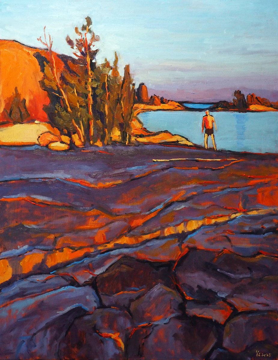 Impressionistic Landscape Oil Painting By Yuanyuan Liu, 28 X 35", A Summer Evening, Original Artwork