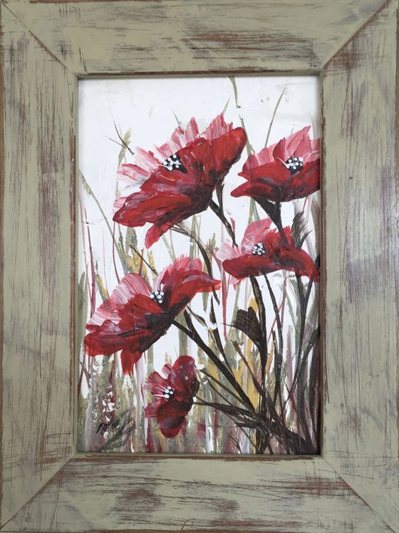 Red Poppies in a frame Nr 1