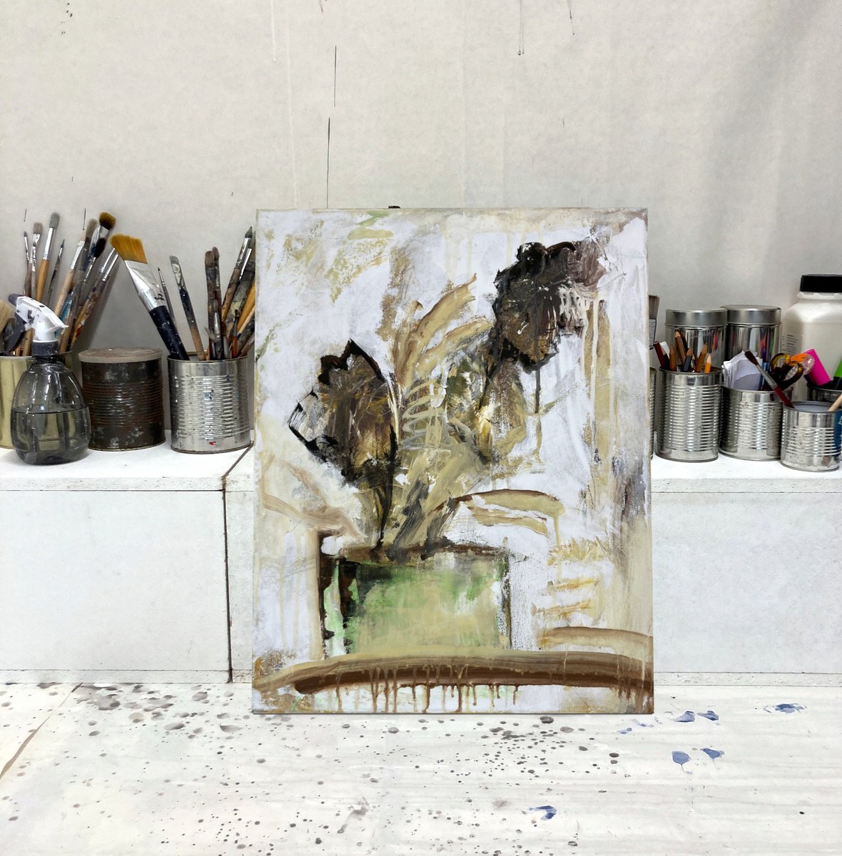 Abstract Still Life Acrylic Painting By Jutta Rika Bressem, 16 X 20", Still Life 28/1, Original Artwork