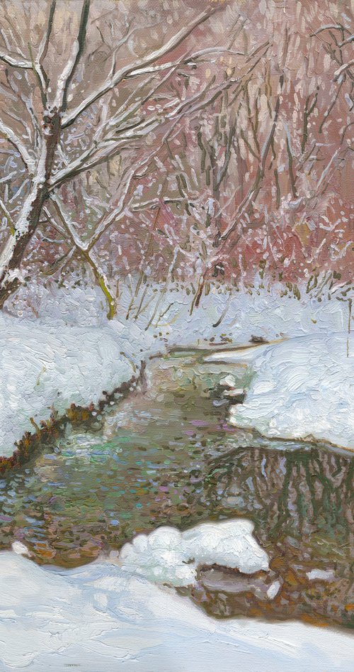 January snow on the Chertanovka River by Simon Kozhin