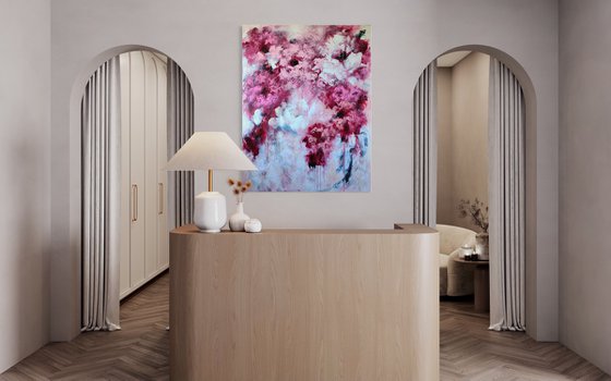 "La vie en Rose", XXL abstract flower painting