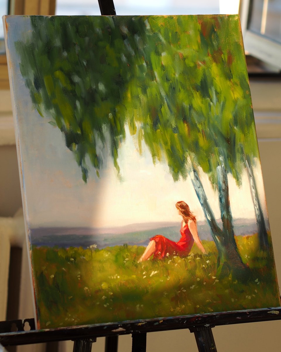 Impressionistic Portrait Oil Painting By Alfia Koral, 16 X 20, New Horizons, Original Artwork