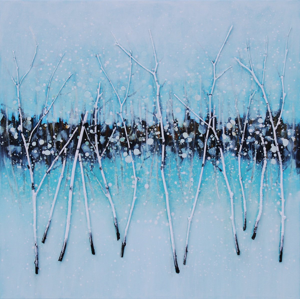 Impressionistic Painting , Winter White By Sage Mountain Studio, 16 X 16, Artwork For Sale On Artfinder