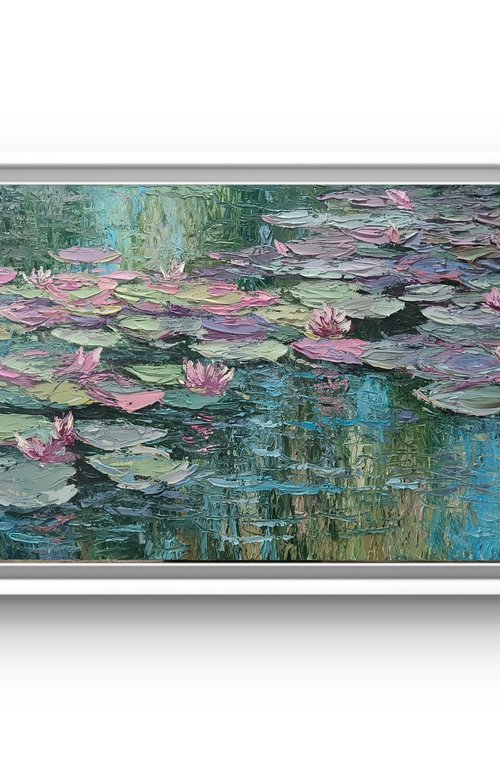 Water lilies on a pond by Athaang Art