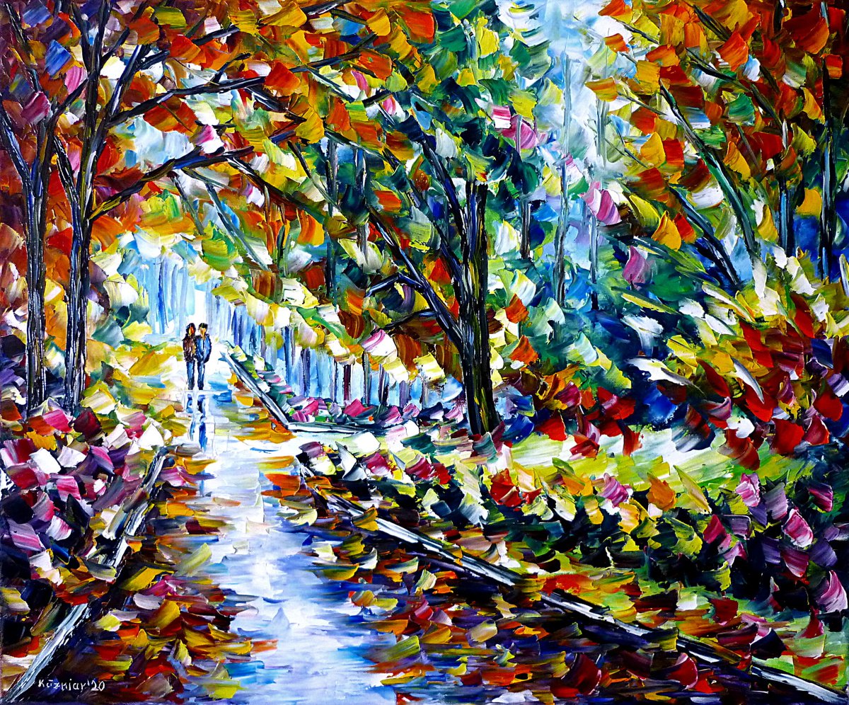 Expressive Oil Painting , Park Path By Mirek Kuzniar, 24 X 20, Artwork For Sale On Artfinder