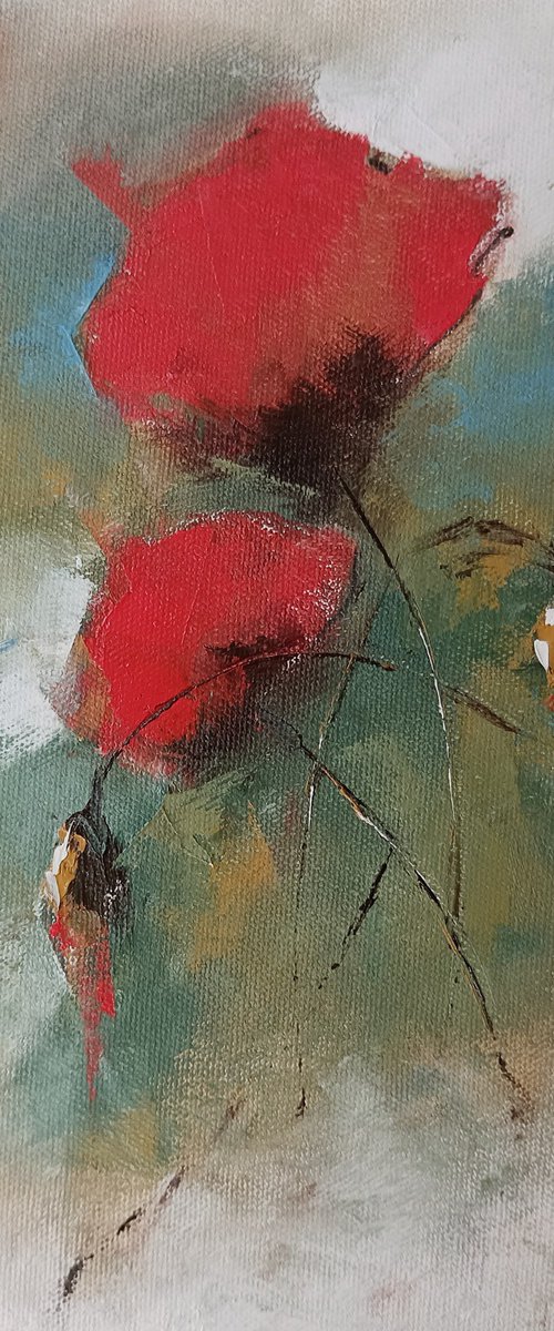 Red poppy flowers 4. Flowers art on canvas by Marinko Šaric