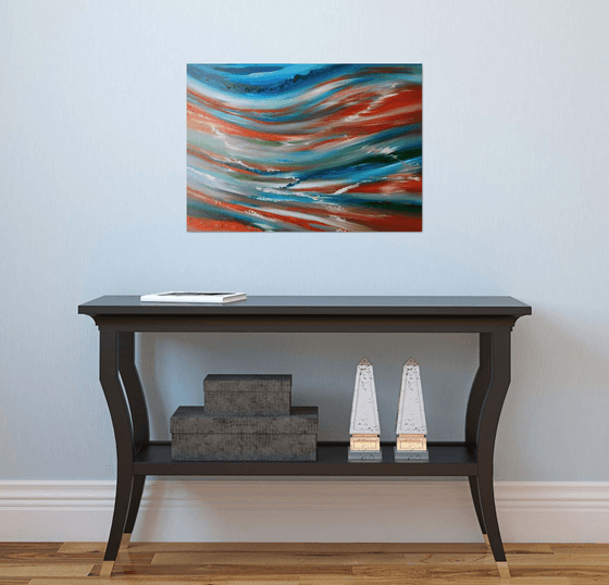 Somewhere, whenever - 70x50 cm,  Original abstract painting, oil on canvas