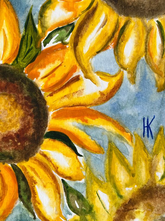 Woman Sunflowers Painting