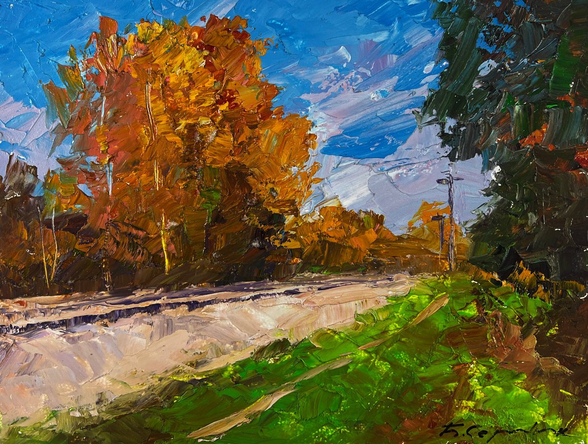 Autumn Silence On The Road By Boris Serdyuk, 12 X 9, Artwork For Sale On Artfinder