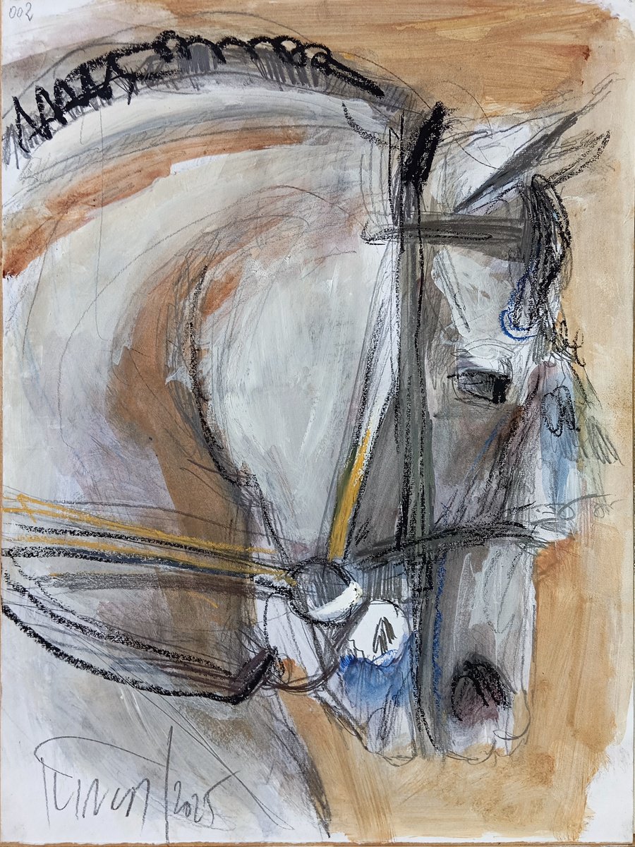 Expressive Animal Painting By Catalin Ilinca, 13 X 17, Silent Power 3-2025 (Study), Original Artwork