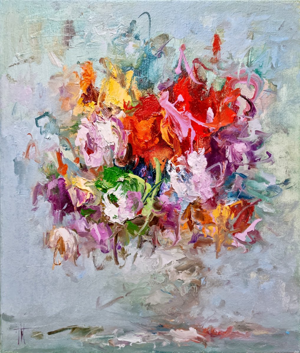 Impressionistic Botanical Oil Painting By Hennadii Penskyi, 12 X 14, Summer, Original Artwork