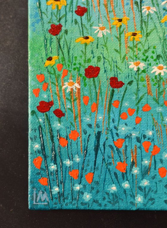 Mini Meadow 6 - poppies, rudbeckias, daisies and forget-me-nots