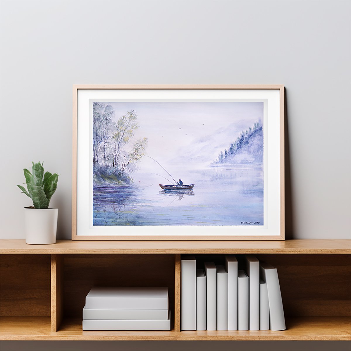 Impressionistic Landscape Watercolour By Yulia Schuster, 16 X 12", Morning Serenity, Original Artwork