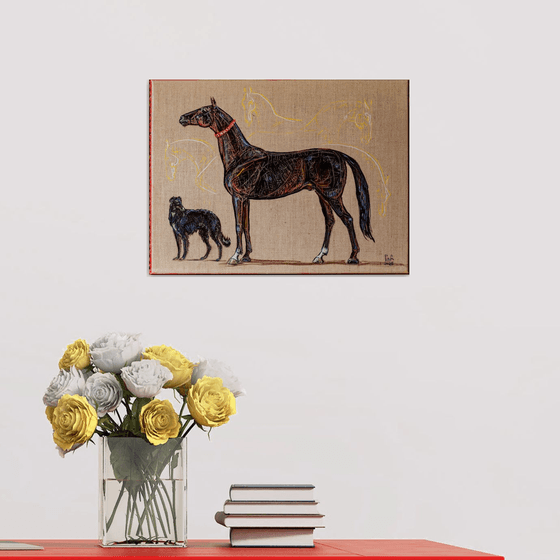 Akhal-Teke with borzoi