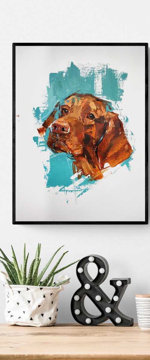 Vizsla portrait | acrylic on paper | unframed by Anna Cher