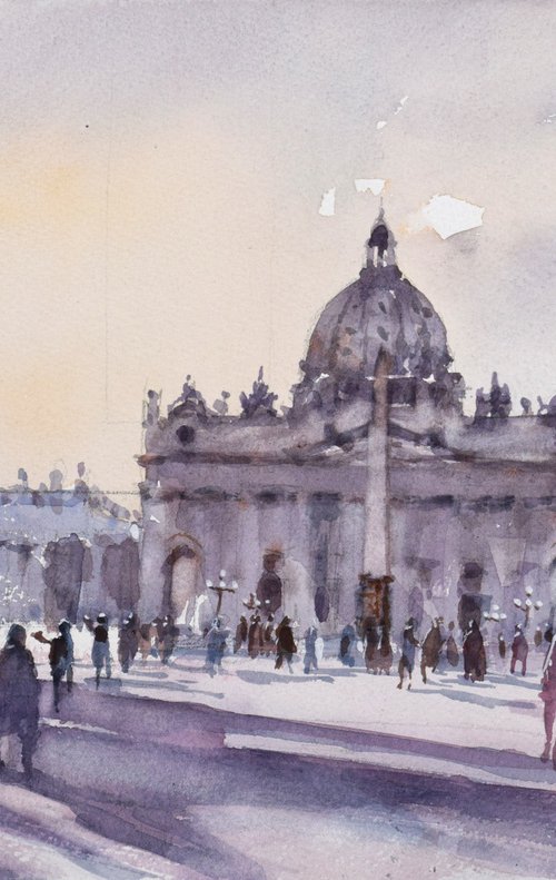 Dusk in Vatican by Goran Žigolić Watercolors